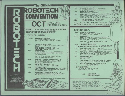 Robotech Convention Flyer 1986