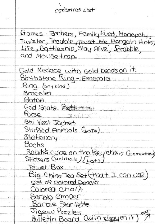 Christmas List 1980-1